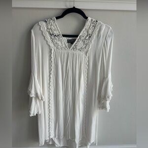 White Lace Trim Blouse